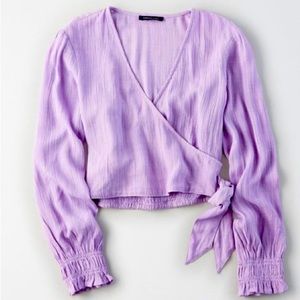 American Eagle lavender wrap top size XL